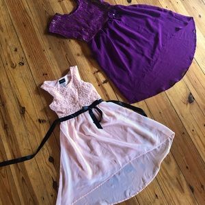 Bundle of 2 adorable hi-low dresses size med 7/8
